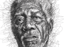Celebrity portraits made from hundreds of scribbles