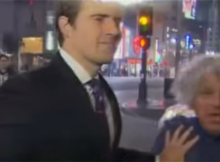 L.A News Reporter justly gives some random guy the shove